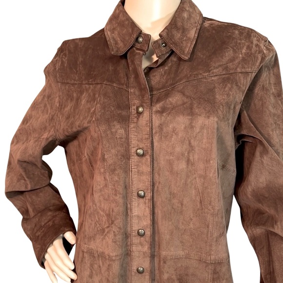 Coldwater Creek EUC Size L Brown Leather Suede Jacket Coat (0233) - Picture 2 of 9